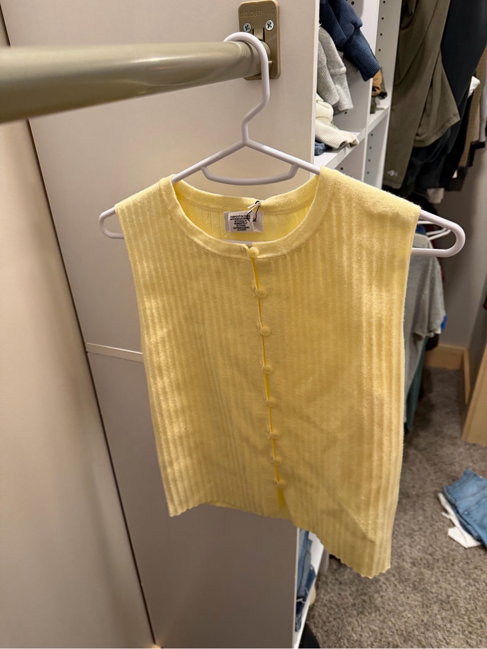 Song of Style Yellow Ribbed Button-Front Knit Top